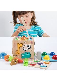 M MIAOYAN Multifunctional wooden Montessori eight-in-one ball-knocking animal matching fishing intelligence box Children's early education educational toys, multi-dimensional development of baby's senses  - Image 4