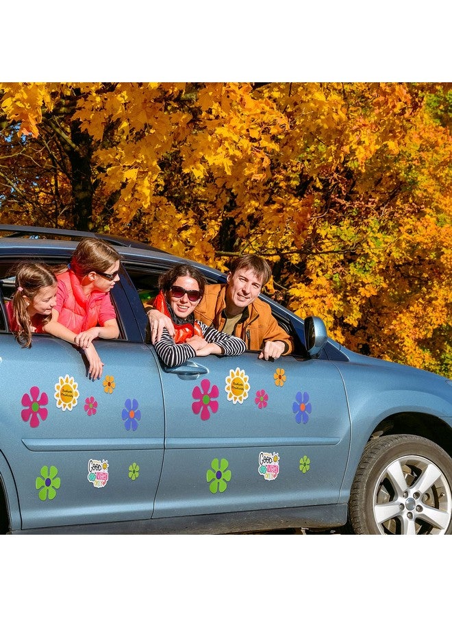 TOODOO TOODOO 20 Pieces Car Magnets Flowers Sticker Inspirational Magnetic Car Decal Waterproof Fridge Magnets Stickers 60s Flower Cutout Magnet Decorative for Car Locker Fridge, Locker Magnets  - Image 4