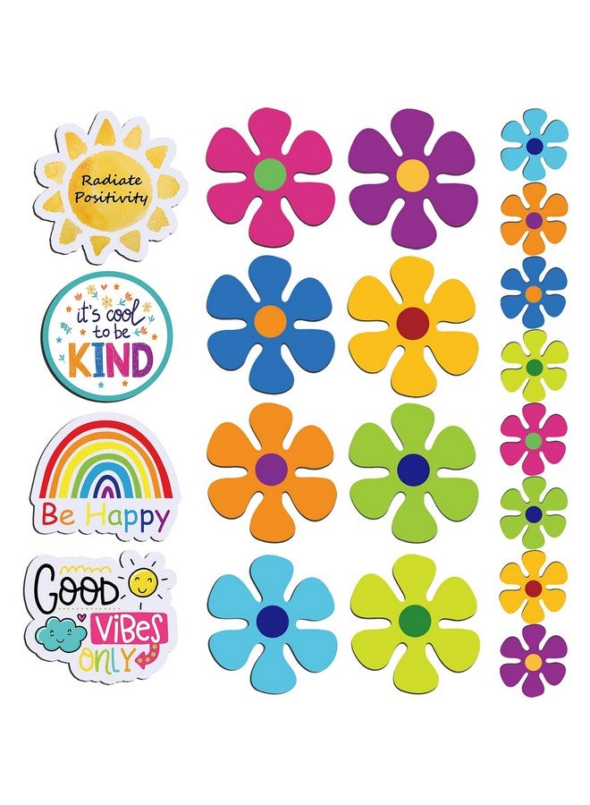 TOODOO TOODOO 20 Pieces Car Magnets Flowers Sticker Inspirational Magnetic Car Decal Waterproof Fridge Magnets Stickers 60s Flower Cutout Magnet Decorative for Car Locker Fridge, Locker Magnets  - Image 1