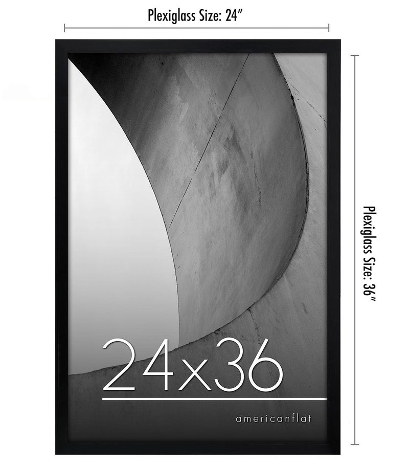Americanflat 24x36 Poster Frame with Polished Plexiglass - Streamline Collection - Thin Border Picture Frame for Wall Display - Hanging Hardware Included - Black - Image 2