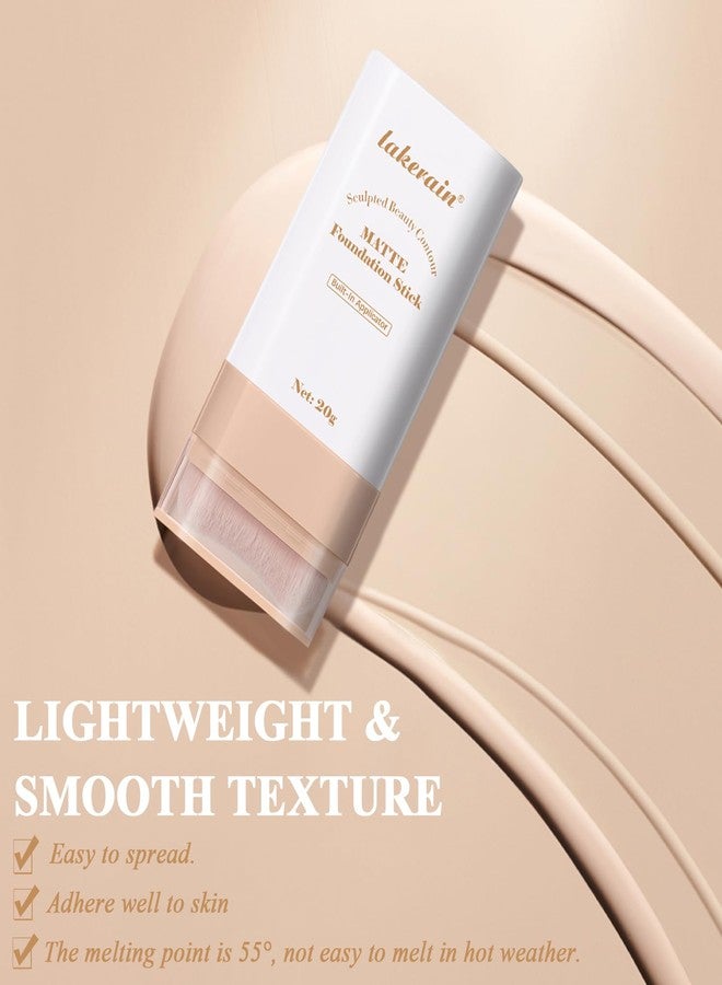 شيوون كريم أساس للوجه على شكل عصا، كريم أساس Flawless Eraser مع فرشاة، كونسيلر خفيف الوزن يدوم طويلاً بتغطية كاملة وعصي كونتور، لمسة نهائية مطفية (#1 كريم) - Image 5