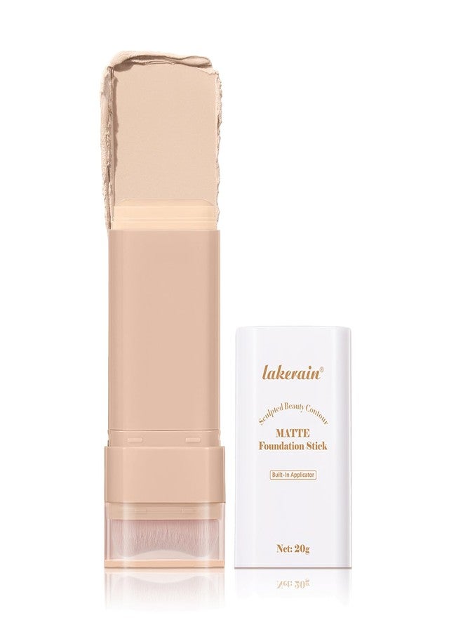 شيوون كريم أساس للوجه على شكل عصا، كريم أساس Flawless Eraser مع فرشاة، كونسيلر خفيف الوزن يدوم طويلاً بتغطية كاملة وعصي كونتور، لمسة نهائية مطفية (#1 كريم) - Image 1