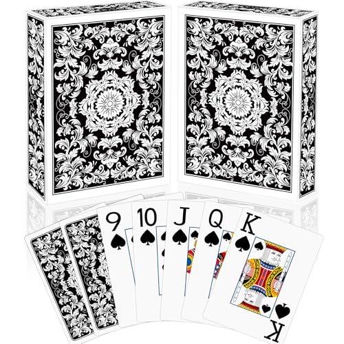Metsyth Playing CardsDeck of Cards 2 PackPoker Cards SetJumbo Large Print Playing Cards for Adults SeniorsCard Games for Family Game Night Party Casino Magic Black - Image 1