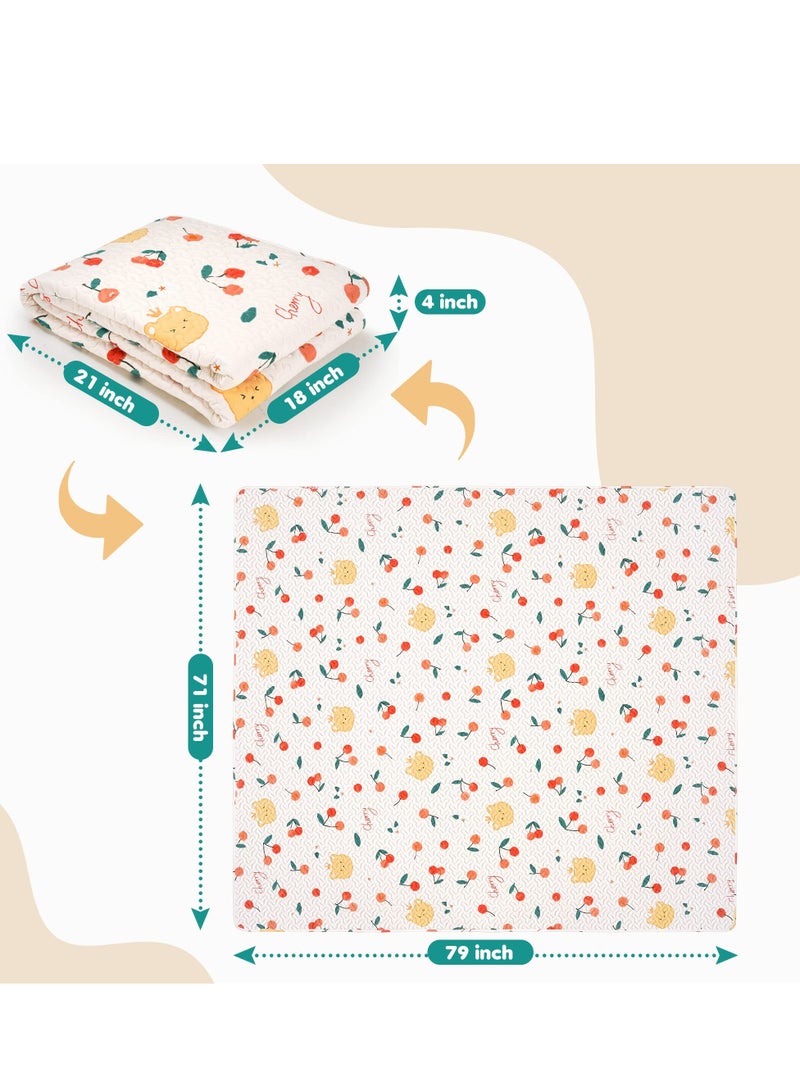 SYOSI Soft Cotton Baby Play Mat, 3 x 43 Inch Washable Foldable Crawling Mat, Non Slip Playmat for Babies, Toddlers Tummy Time Mat, Portable Playpen Mat Playmat for Indoor & Outdoor Use - Image 4