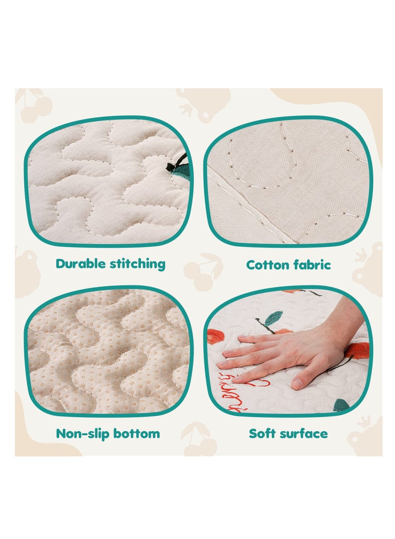 SYOSI Soft Cotton Baby Play Mat, 3 x 43 Inch Washable Foldable Crawling Mat, Non Slip Playmat for Babies, Toddlers Tummy Time Mat, Portable Playpen Mat Playmat for Indoor & Outdoor Use - Image 5