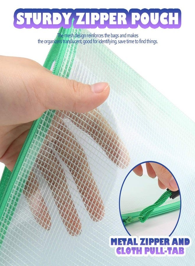 LEOBRO Mesh Zipper Pouches Bags, 10PCS Zipper Pouch, A4 Mesh Bags with Zipper, Zipper Pouches for Organization, Storage Bags for School Office Travel Supplies, File Jackets & File Pockets - Image 3