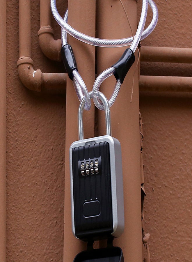Key Safe Box with Cover No Need to Install 4-Digit Combination Password Outdoor Key Storage Box Key Padlock Case Resettable Code Key Holder - Image 4