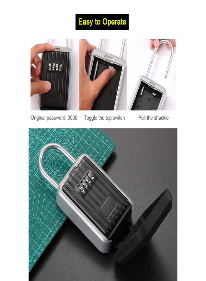 Key Safe Box with Cover No Need to Install 4-Digit Combination Password Outdoor Key Storage Box Key Padlock Case Resettable Code Key Holder - Image 2