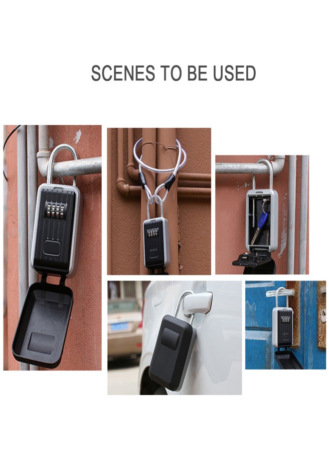 Key Safe Box with Cover No Need to Install 4-Digit Combination Password Outdoor Key Storage Box Key Padlock Case Resettable Code Key Holder - Image 3