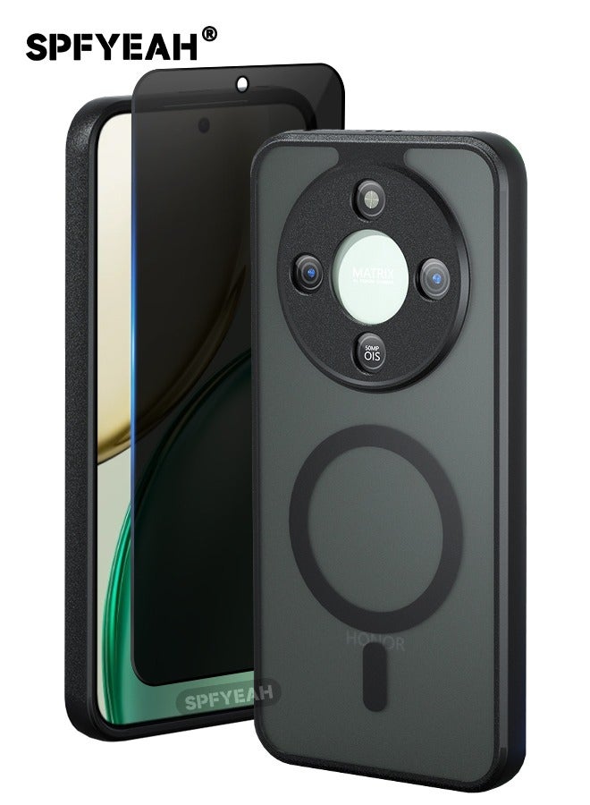 SPFYEAH [2-in-1] Honor X9d Case with Privacy Screen Protector, [Magsafe Compatible][Camera Protection][No Yellowing][Skin Friendly] Slim Hard Frosted Shockproof  Case for Honor X9D 5G 6.79 inch, Black - Image 1