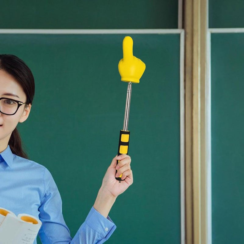 Telescopic Teachers Pointer Stick Hand Whiteboard Pointer Presentation Pointer Finger Pointer Stick for Office School, Yellow - Image 2