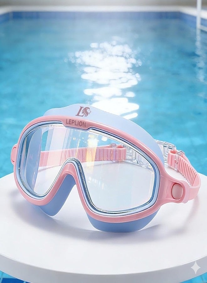 LEPLION Swimming Goggles for Kids, Wide View Clear Lens, Adjustable Strap, Boys With Adjustable Strap, UV Protection, Antifog Goggles for Swimming Girls Air Tight with Free Ear & Nose Plug - Image 1