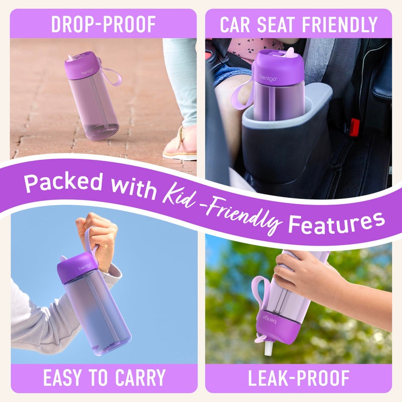 Bentgo Kids Water Bottle - Leak-Proof, Durable Tritan, BPA-Free 15 oz. Cup for Kids/Toddlers Ages 3+, Safe Sip Spout, Carrying Handle, & Dishwasher Safe for School, Sports, Daycare & Camp (Purple) - Image 5
