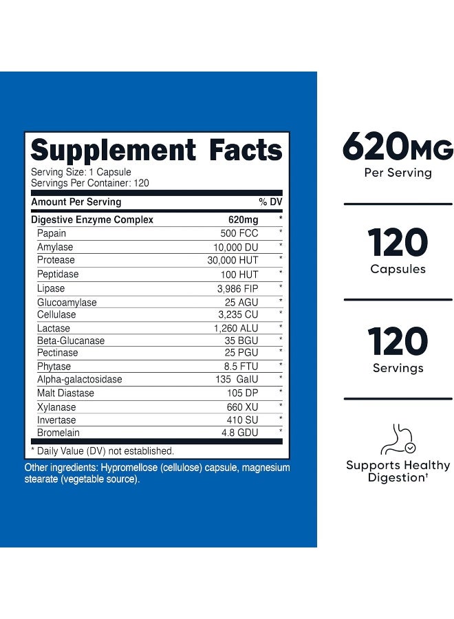 Nutricost Digestive Enzymes 620mg 120 Capsules - Image 2
