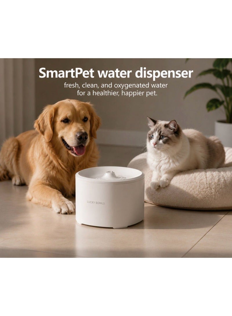 3 L Automatic Pet Water Fountain with Continuous Flow for Cats and Small Dogs, Easy-Clean, White, LP-3L-WF - Image 1