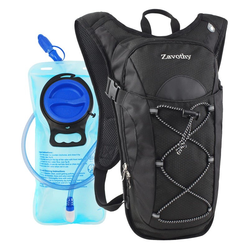 Zavothy Lightweight Hydration Backpack with 2L Water Bladder Water Backpack Hydration Pack for Cycling Running Biking Hiking Backpack Black - Image 1
