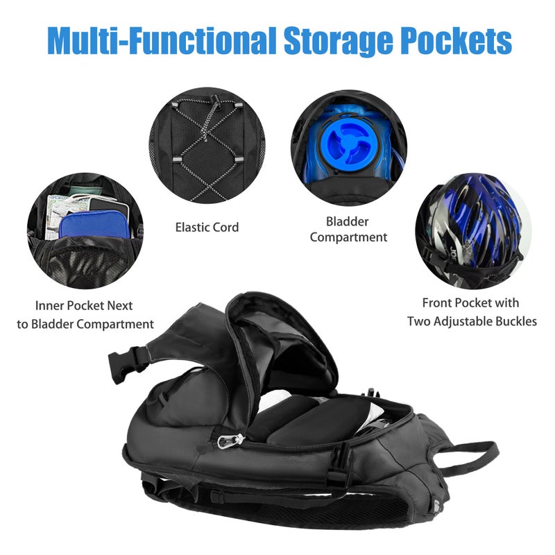 Zavothy Lightweight Hydration Backpack with 2L Water Bladder Water Backpack Hydration Pack for Cycling Running Biking Hiking Backpack Black - Image 4