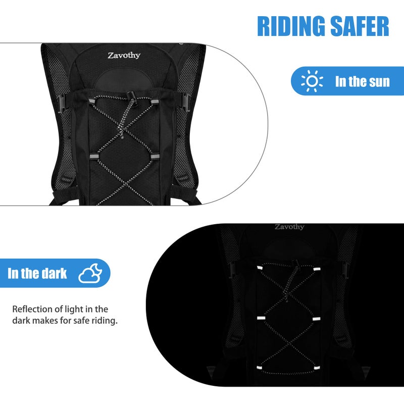 Zavothy Lightweight Hydration Backpack with 2L Water Bladder Water Backpack Hydration Pack for Cycling Running Biking Hiking Backpack Black - Image 5