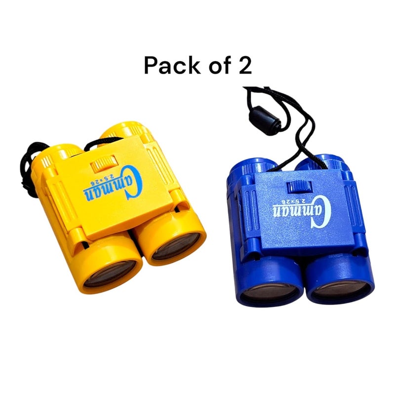 JNiL Binocular for Kids-Telescope Bird Watching. Pocket Size Mini Binoculars for Kids Compact Folding Games (Pack of 2) (Blue-Yellow) - Image 2