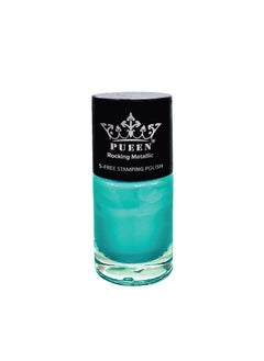 PUEEN PUEEN Rocking Metallic Nail Polish For Nail Stamping Big 5-FREE Formula Nail Color Lacquer (608 Cool Aqua)-BH000582 