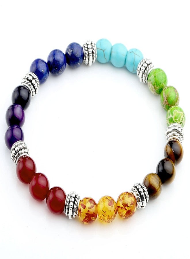 Jovivi 7 Chakras Bracelet Reiki Natural Gemstone Healing Balancing Round Beads Crystal Stone Bracelets for Women - Image 2