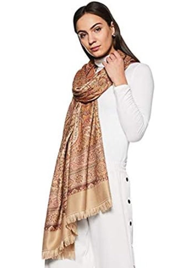 Noori Couture 100% pure Cotton and Wool handwoven shawl- Biege - Image 4