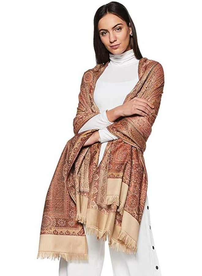 Noori Couture 100% pure Cotton and Wool handwoven shawl- Biege - Image 1