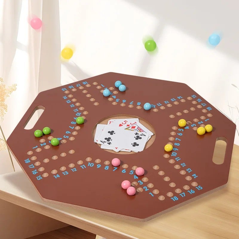 Y&D Classic Foldable Wooden Jackaroo Board Game Set - Four Player Card-Based Jacaro Competition - Image 2
