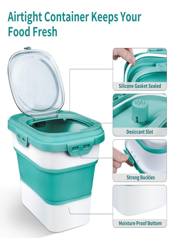 Komzon Rice Storage Container, Collapsible Airtight Food Storage Containers 6-20 Lbs, Rice Dispenser with Measuring Cup and Small Bin for Flour Cereal Pasta Grain, Cat Pet Dog Bird Food Container - Image 4
