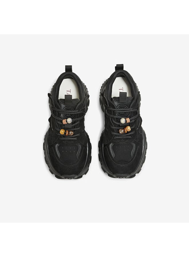 Tata Spring Mall Fashion Casual Versatile Women's Dad Sneakers Black Size 37 - Image 3