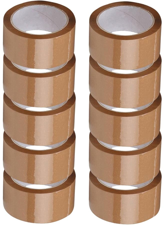 promass Packing Tape Bundle Pack of 10 Pcs Heavy Duty Extra Sticky Packing Tape for Cotton Delivery Packing and Multi-Purpose Use in Home and Offices (Brown) - Image 1