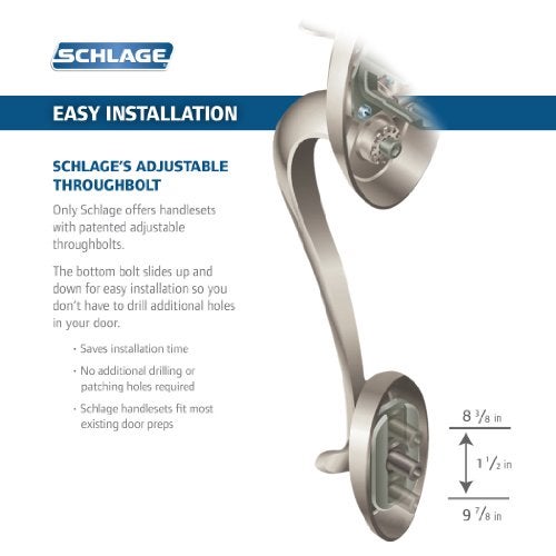 Schlage F58 CEN 625 Century Exterior Handleset with Deadbolt Bright Chrome Exterior Half Only - Image 3