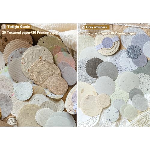 K Kattone 300Pcs Scrapbook Supplies Kit, Round Edge Colorful Textured Embossed Rice Decoupage Paper for Scrapbooking, Junk Journaling, Card Making, Mixed Media Collage, Vibrant DIY Decorative Materials Gift Set - Image 2