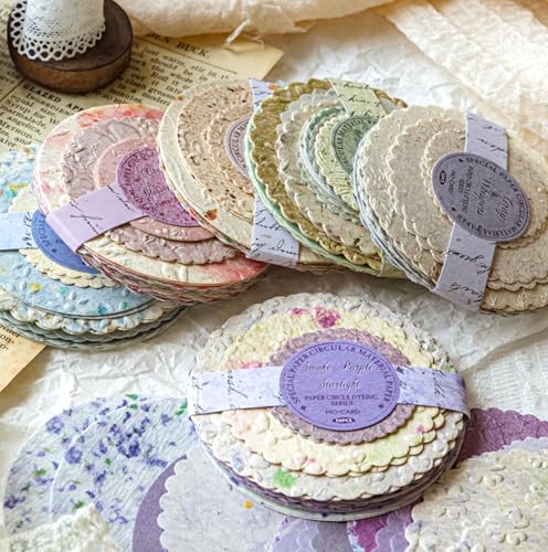 K Kattone 300Pcs Scrapbook Supplies Kit, Round Edge Colorful Textured Embossed Rice Decoupage Paper for Scrapbooking, Junk Journaling, Card Making, Mixed Media Collage, Vibrant DIY Decorative Materials Gift Set - Image 1
