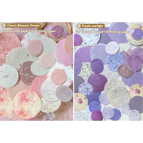 K Kattone 300Pcs Scrapbook Supplies Kit, Round Edge Colorful Textured Embossed Rice Decoupage Paper for Scrapbooking, Junk Journaling, Card Making, Mixed Media Collage, Vibrant DIY Decorative Materials Gift Set - Image 3