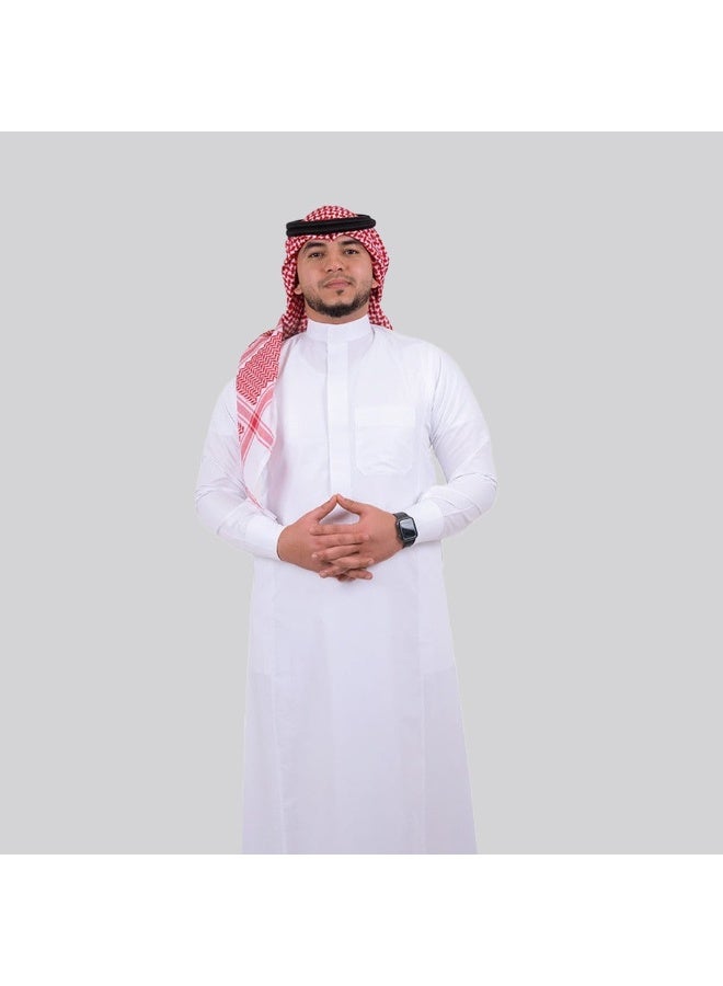 FIDCHY Saudi Men’s Youth White Thobe – Modern Fit – Comfortable Fabric for Daily & Formal Wear - Image 1