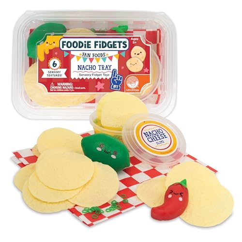 Mindware Foodie Fidget Fan Foods Nacho Tray Sensory Toy Set with Flexible Chips Nacho Cheese Slime Tactile Toppings Calming Fidget Play for Kids Ages 5 - Image 1