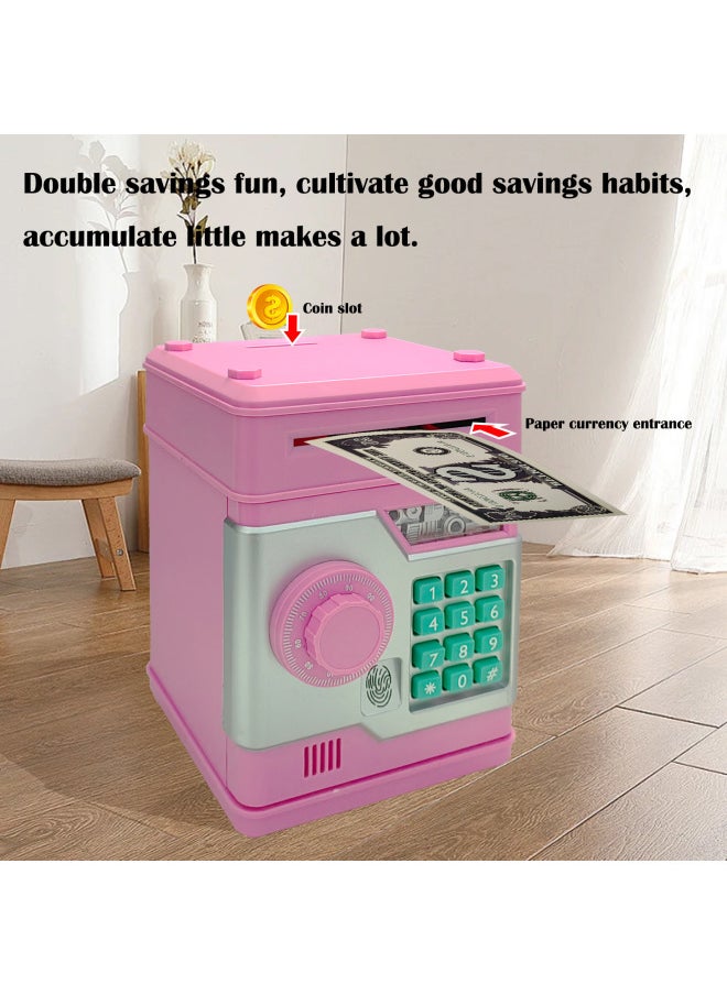Generic Fingerprint Password Box Piggy Bank ATM Cash Machine Oversized Piggy Bank With Lock Creative Cute Children's Gift-Color:Pink  - Image 5