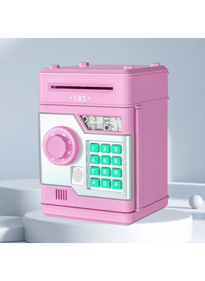 Generic Fingerprint Password Box Piggy Bank ATM Cash Machine Oversized Piggy Bank With Lock Creative Cute Children's Gift-Color:Pink  - Image 1