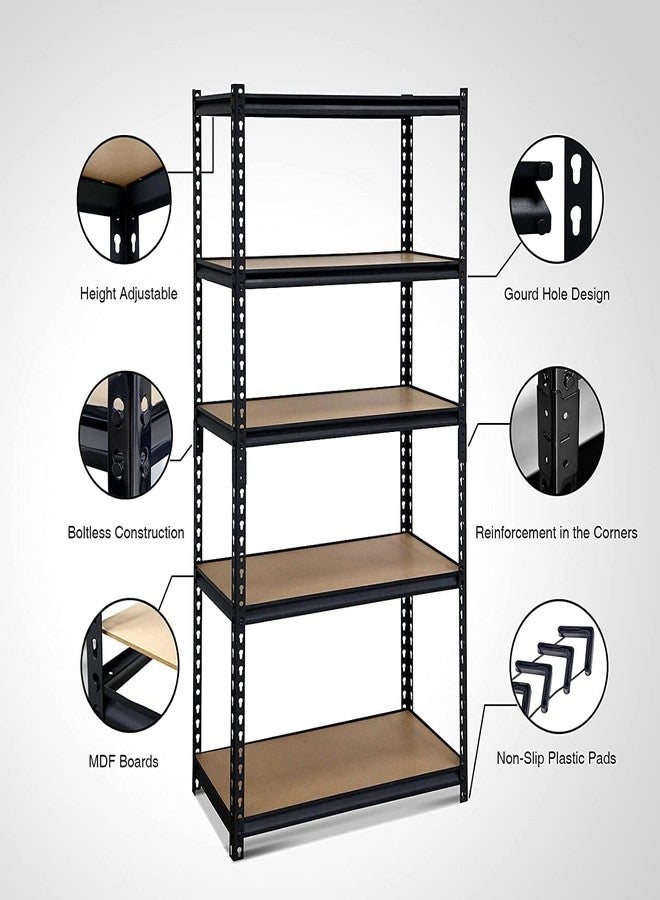 VISHVA Black Matte Finish Adjustable Shelving Unit Storage Rack Utility Display Rack Steel Boltless Rivet Rack (84 x 36 x 12 Inches) - Image 4