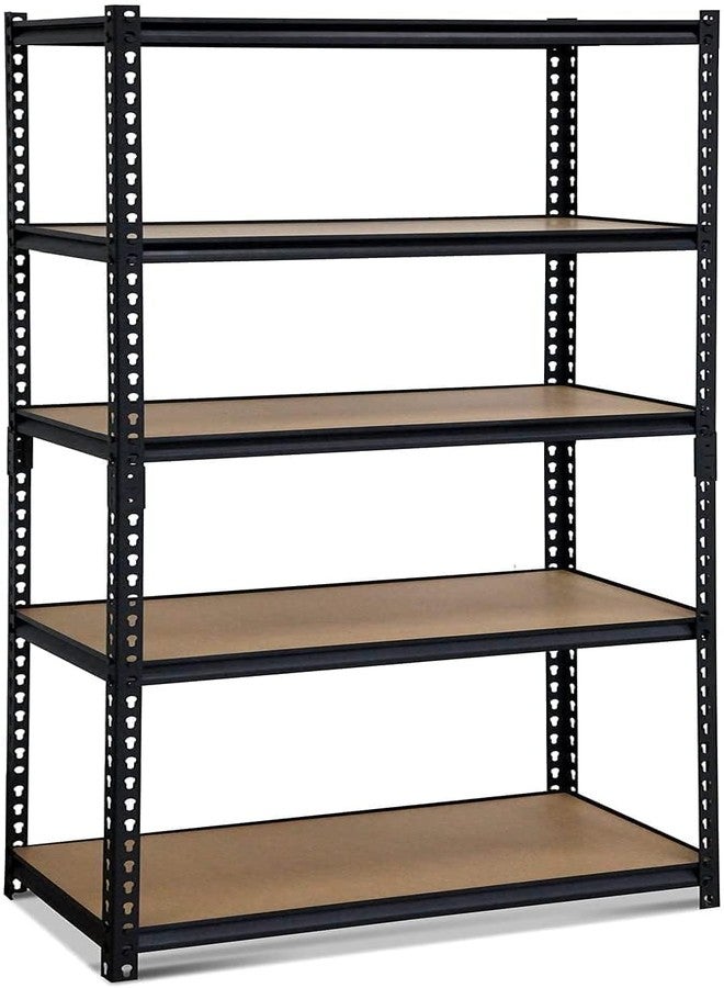 VISHVA Black Matte Finish Adjustable Shelving Unit Storage Rack Utility Display Rack Steel Boltless Rivet Rack (84 x 36 x 12 Inches) - Image 1