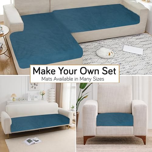 KINGLY Premium Velvet Sofa Cover for L Shape (3+2, 5 Seater) | Full Coverage, Anti-Skid | 175 cm x 1 pc, 116 cm 1 pc| VelSoft Teal Stone | Washable Sofa Protector Mat for Home Use - Image 4