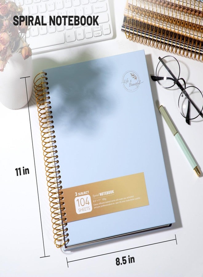 Flying Eagle 8.5 x 11 Large Spiral Notebook Hardcover Spiral Notebook 3 Subject Spiral Notebook for Note Taking 100gsm Premium Paper 104 Sheets College Ruled Journal for School Office Supplies Writing Journal,Blue - Image 3
