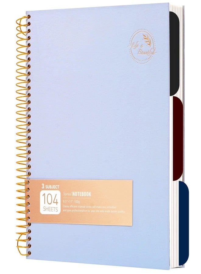 Flying Eagle 8.5 x 11 Large Spiral Notebook Hardcover Spiral Notebook 3 Subject Spiral Notebook for Note Taking 100gsm Premium Paper 104 Sheets College Ruled Journal for School Office Supplies Writing Journal,Blue - Image 1