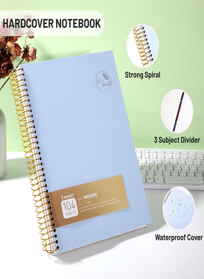 Flying Eagle 8.5 x 11 Large Spiral Notebook Hardcover Spiral Notebook 3 Subject Spiral Notebook for Note Taking 100gsm Premium Paper 104 Sheets College Ruled Journal for School Office Supplies Writing Journal,Blue - Image 5