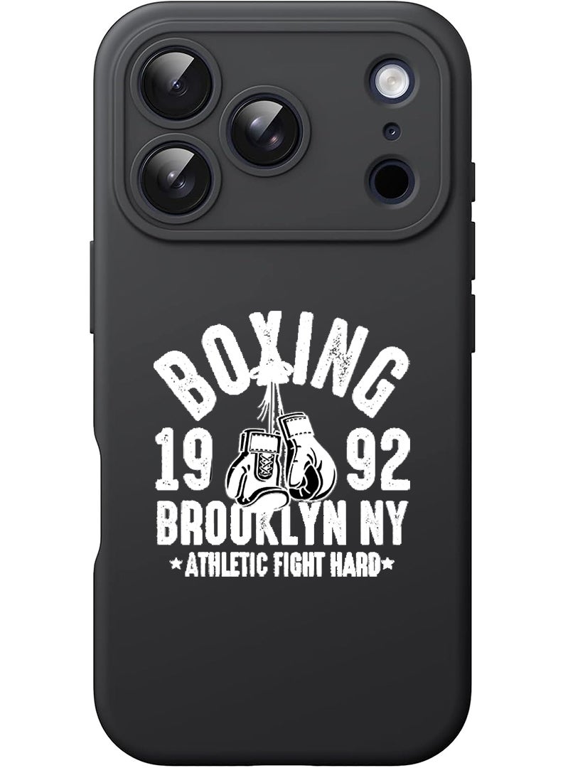 Theodor Protective Slim Fit Case Liquid Silicone Cover with Full Body Protection Anti-Scratch Shockproof Case For Apple iPhone 17 Pro Max (Black) Boxing Brooklyn - White - Image 1