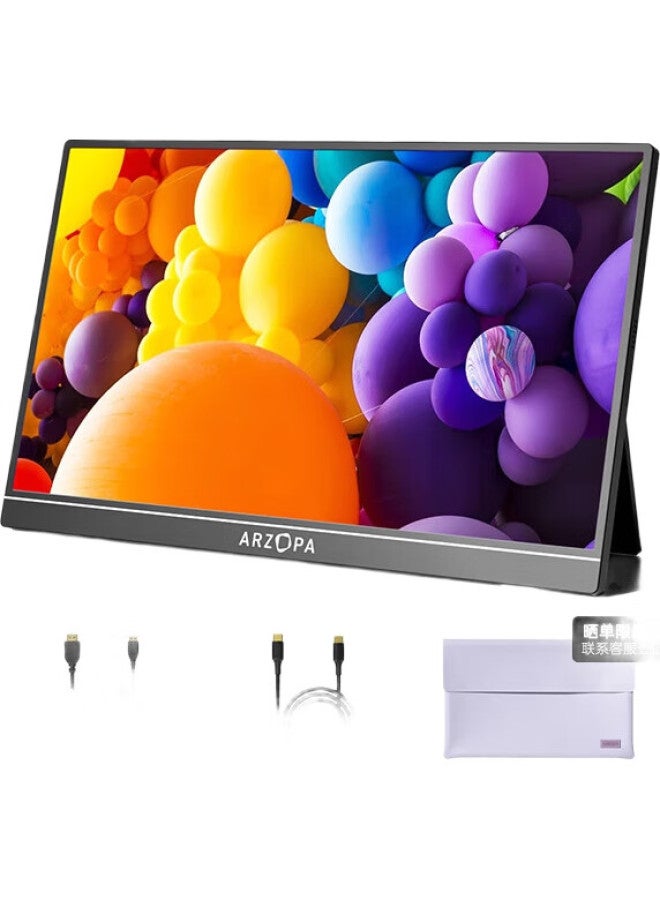 Arzopa 15.6-Inch Portable Monitor, Phone Laptop Gaming Console Extension Screen, Computer Secondary Display, Obsidian Black - Image 1