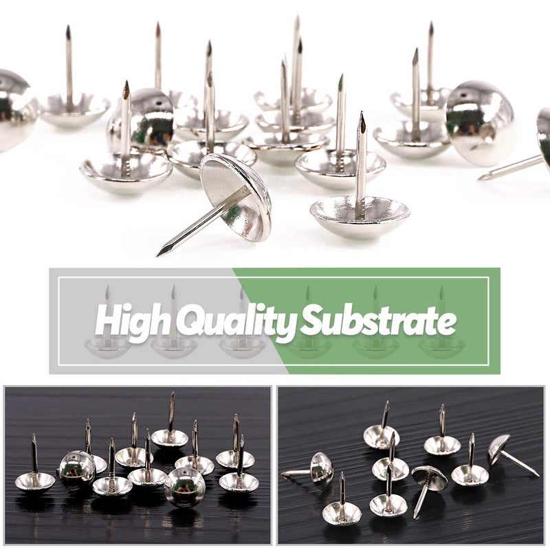 Keadic 250Pcs 5/8" (16mm) Antique Upholstery Tacks Furniture Nails Pins Assortment Kit for Upholstered Furniture Cork Board or DIY Projects - Silver - Image 5