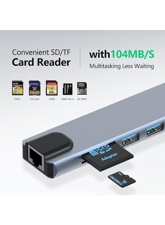 أفينترو موزع USB-C متعدد المنافذ (8 في 1) يدعم تقنية PD للشحن السريع، ويحتوي على منافذ HDMI بدقة 4K، وUSB-C، وEthernet، ومنفذي USB، وقارئ بطاقات SD/TF؛ متوافق مع أجهزة MacBook Pro وXPS وغيرها من الأجهزة المزودة بمنفذ Type-C. - Image 4