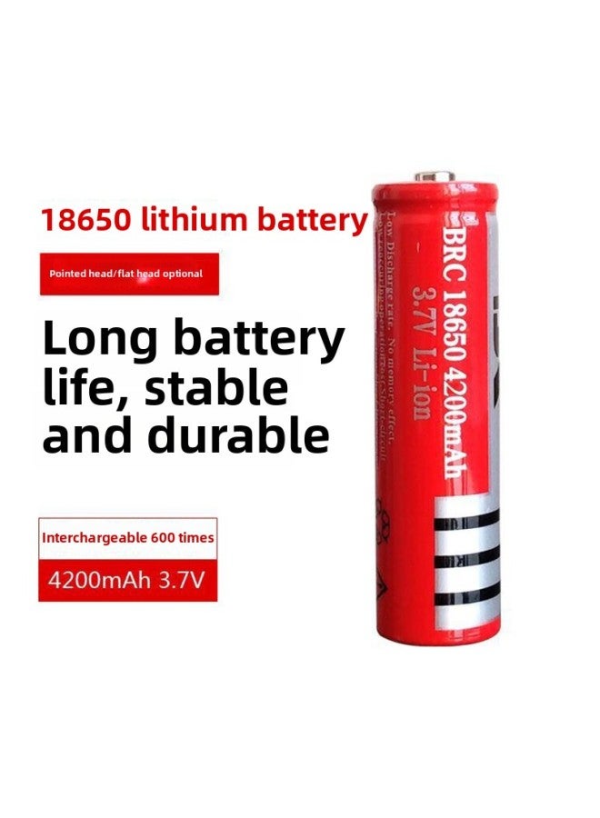 18650 Rechargeable Lithium Battery Strong Light Flashlight With Small Fan Radio Razor Laser Pointer Universal Battery-Color:2 4800 Batteries (flat Head) +1 With The Same Price (flat Head)  - Image 2